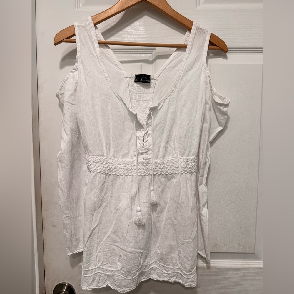 Giocam Peruvian Cotton Embroidered Top Size Small  Boho Chic